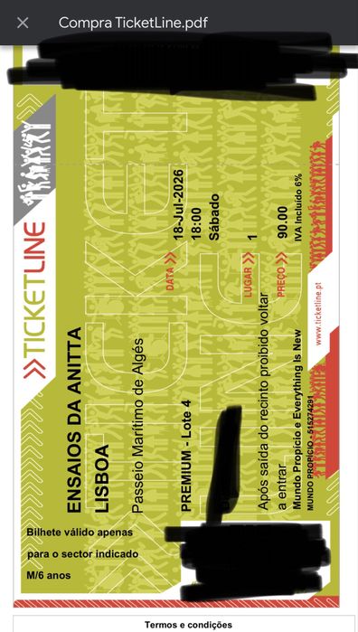 Bilhete concerto Anitta Lisboa 18 Julho