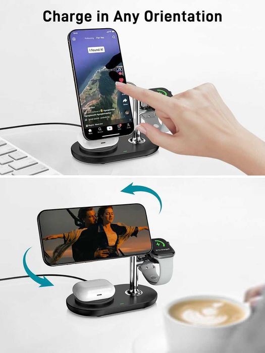 Dual Magnetic 3w1 ładowarka indukcyjna stacja ładująca do iphone Apple