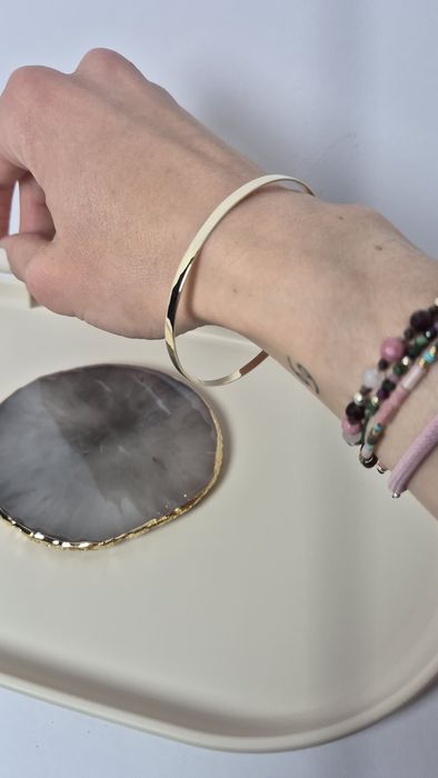 Nowa złota bransoletka bangle sztywna gładka p. 585