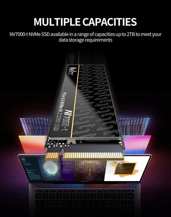 Диск SSD Netac NV7000-t 1TB NVMe 2280 PCIe 4x4 7400MB/s ссд PC PS5