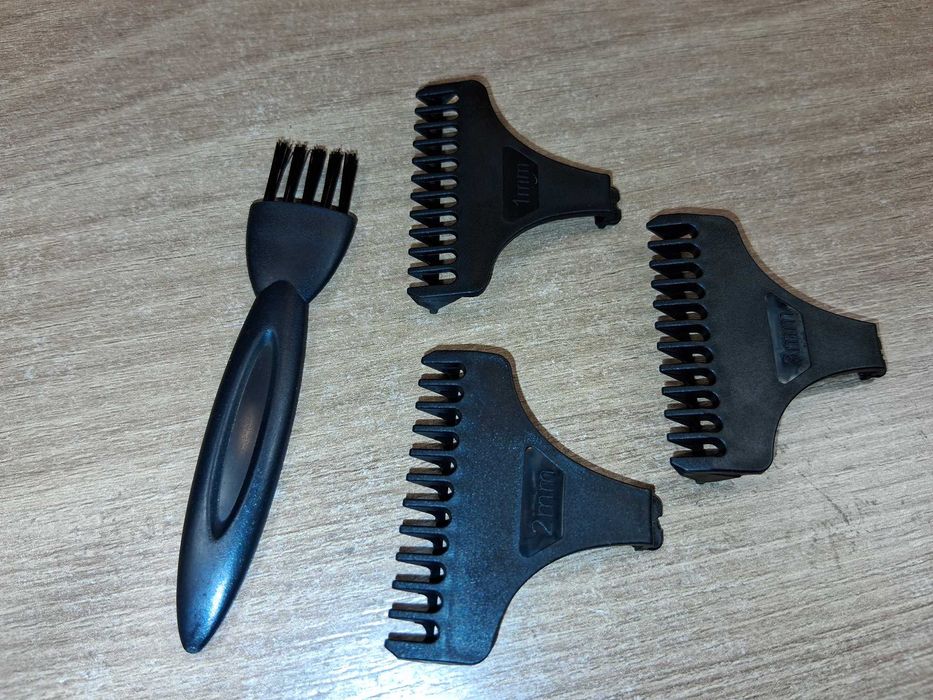 E173 Nakładki Grzebienie Dystansowe Trymer 1mm 2mm 3mm Zestaw Pędzelek