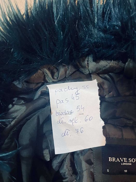 Brave soul london 36 kurtka czarna zimowa z futerkiem