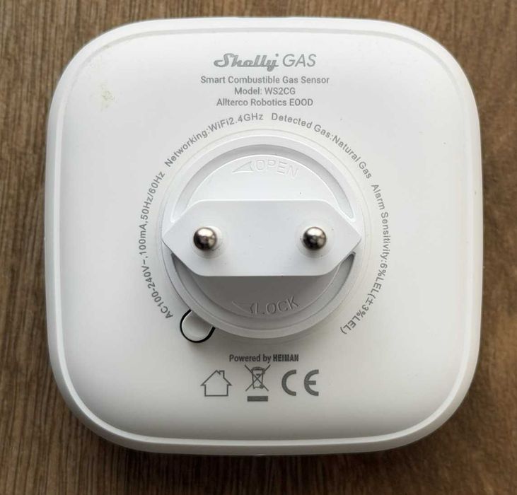 Shelly Gas CNG Gás Natural - Detector de Gás Inteligente Wi-Fi com Alarme Sonoro
