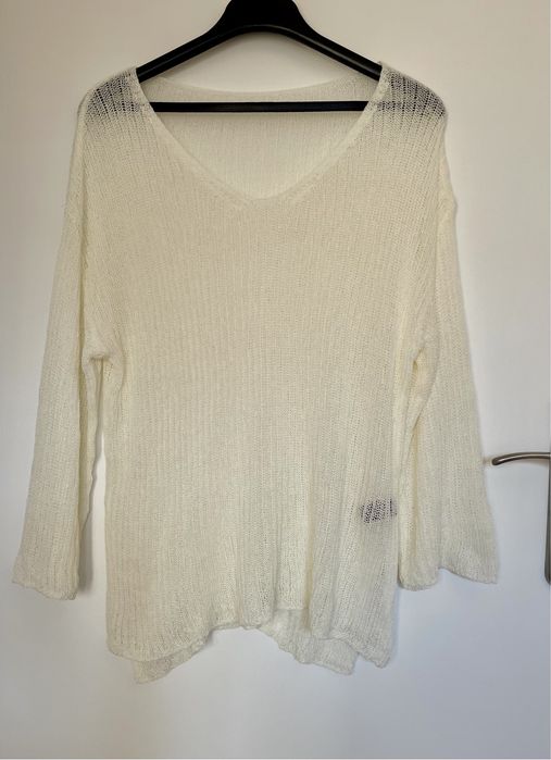 Camisola de malha branca transparente (Dazy, tamanho S)