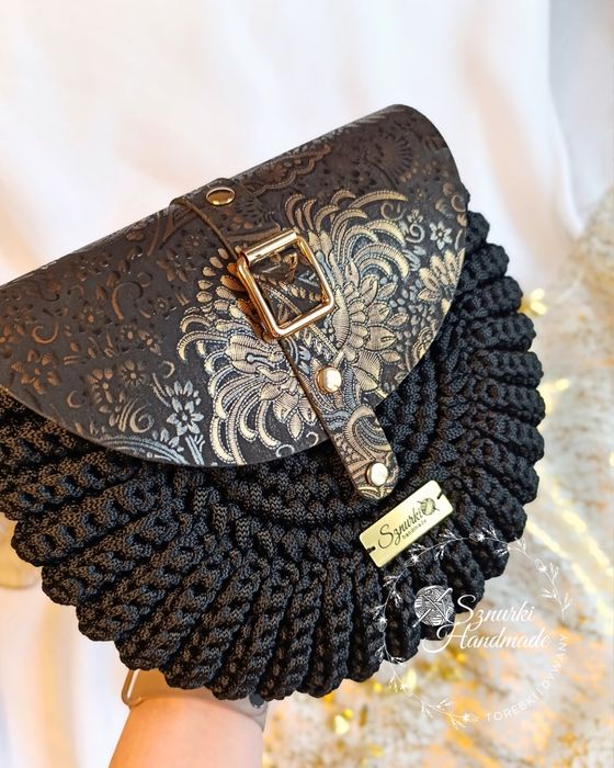 Torebka Oreo wzorzysta skóra szydełkowana na prezent kolory