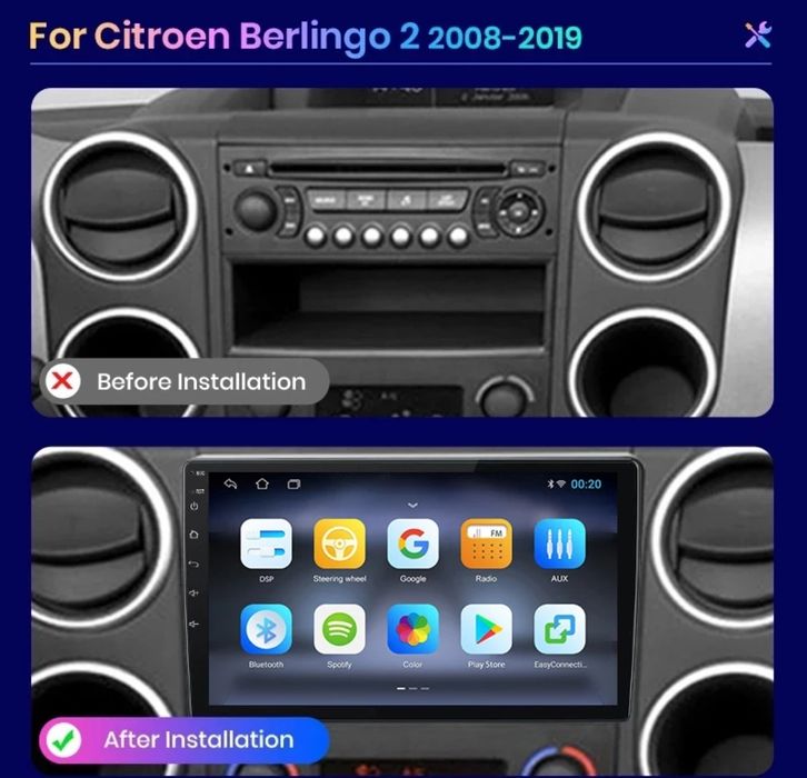 Radio Android 9" Citroen Berlingo/Peugeot partner 2008 a 2019 (Novos)