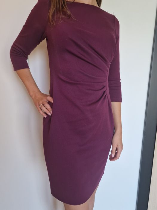 Sprzedam sukienkę DKNY bordowa z marszczeniami