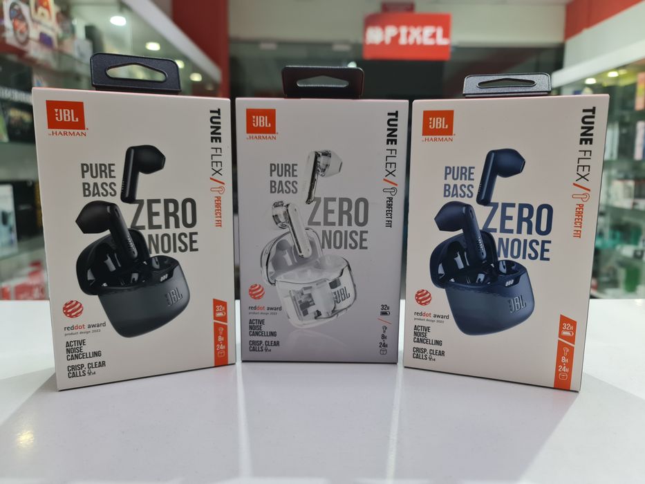 New JBL Tune Flex Black Blue Ghost White