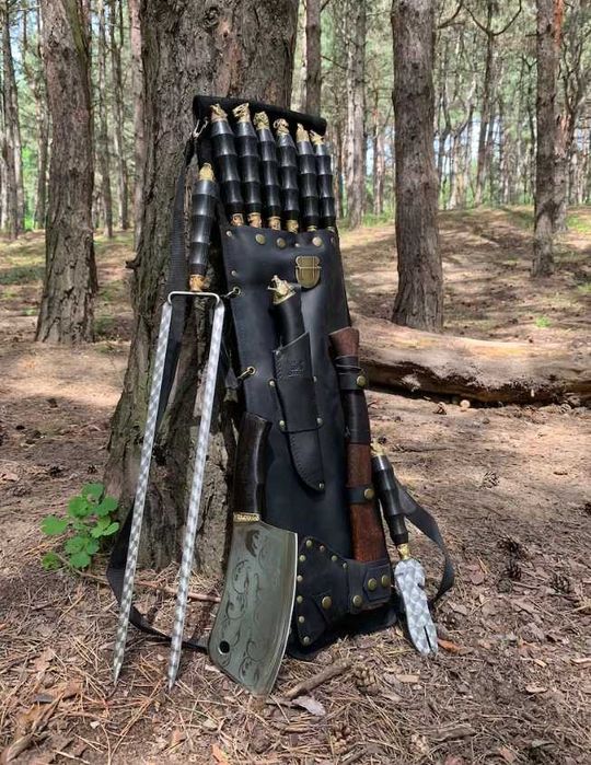 Подарунковий набір шампурів у шкіряному чохлі, подарочный набор