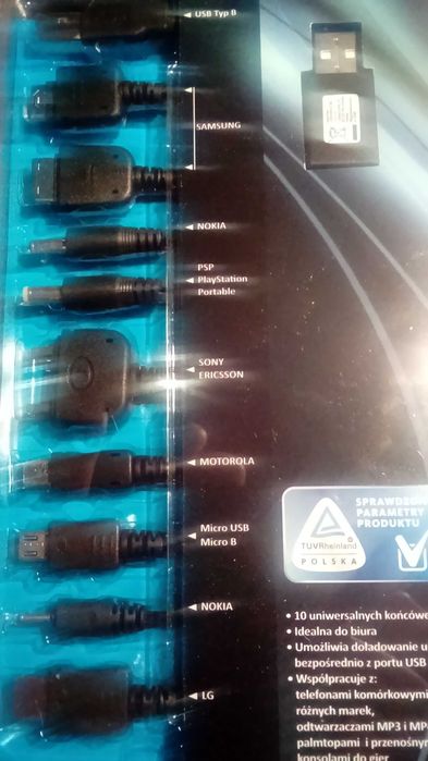 Ładowarka usb -10 końcówek do telefonów, gier ,MP3 ,MP4 ...