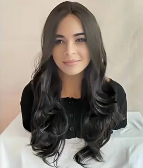 Peruka czarna Długa włosy falowane