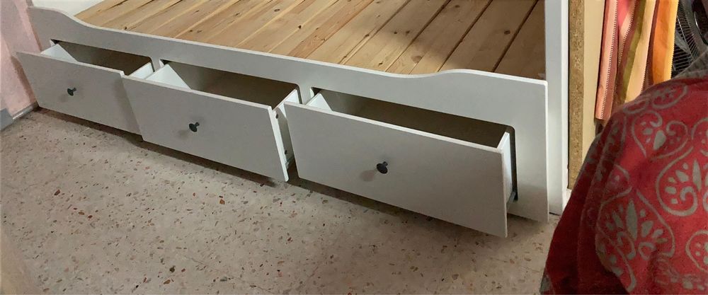 IKEA HEMNES cama individual/dupla com 3 gavetas branco