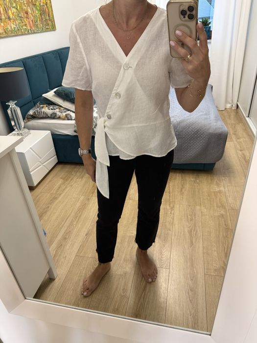 Bluzka damska len Xl wiazana H&M 44 guziki idealna