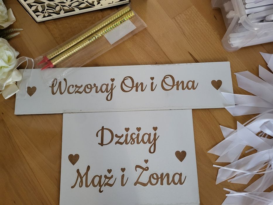 Pudełko na koperty, Tablice rejestracyjne, Kokardki, Dekoracje weseln