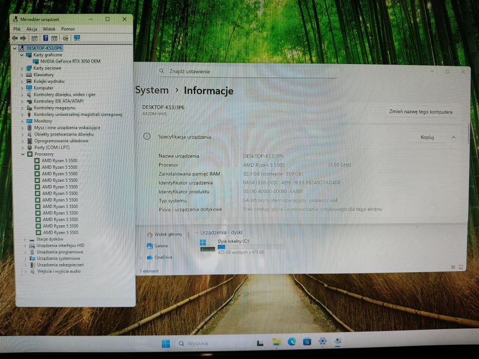 Komputer do Gier,Ryzen 5 5500,32 GB RAM, RTX 3050, SSD, Win 11