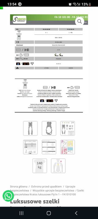 Luksusowe szelki bezpieczeństwa Kratos Fly'in 1