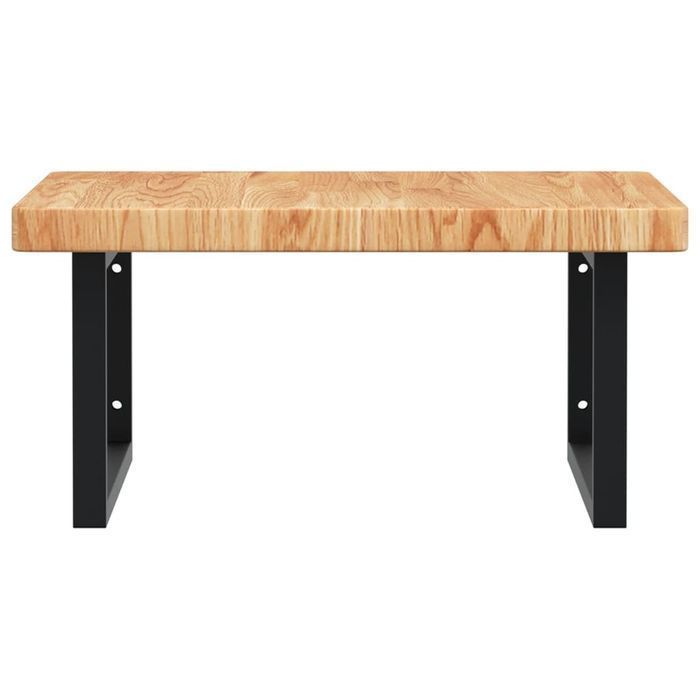 vidaXL Półka ścienna pod umywalkę, stal i lite drewno dębowe