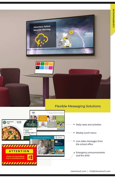 Ecrã interactivo Clevertouch de 65" p/ salas de reuniões e aulas + suporte de parede