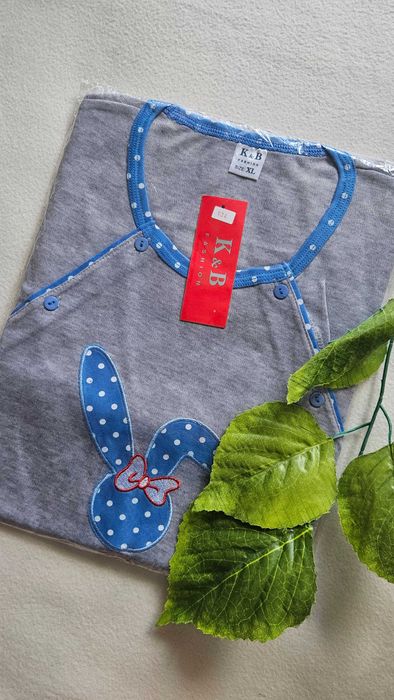 XL 42 14 Koszula nocna do karmienia ciążowa rozpinana na boki guziki XL 100% bawełna poporodowa do szpitala porodu rozpinana