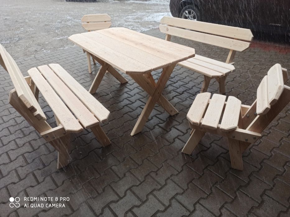 Meble ogrodowe zestaw z krzesłami drewniane