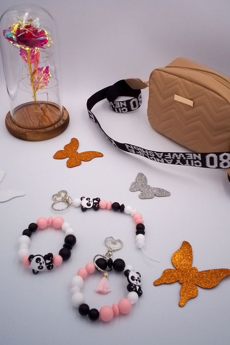 Zestaw biżuterii handmade –  2 breloczki + bransoletka