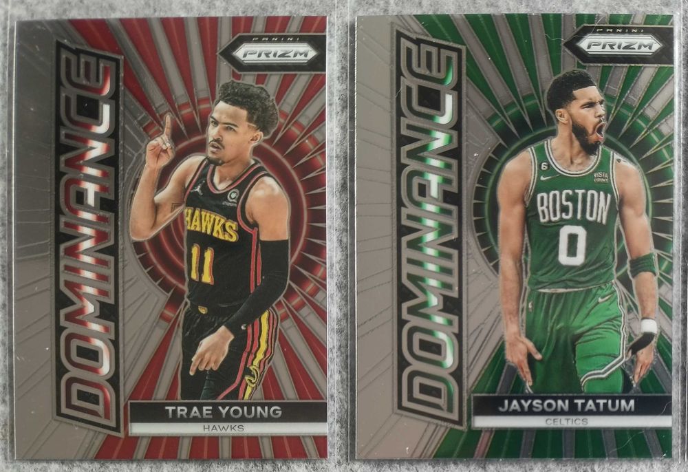 2 karty NBA 2023-24 Prizm Dominance Young Hawks Tatum Celtics
