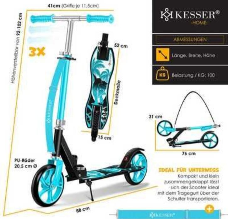 Hulajnoga składana antypoślizgowy podnóżek regulacja kierownicy