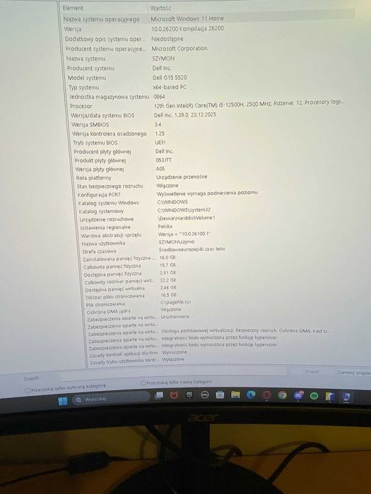 Laptop gamingowy Dell G15 5520