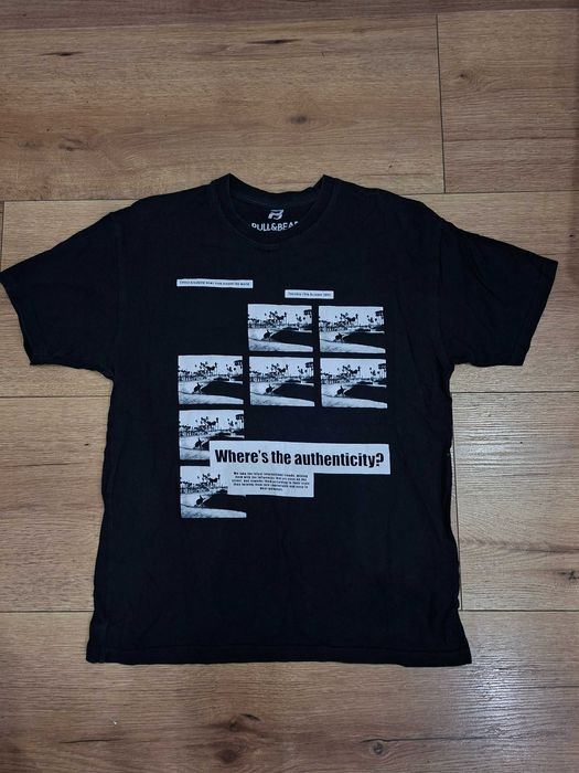 Czarna koszulka t-shirt chłopięcy firmy Pull&Bear, rozmiar S ,36