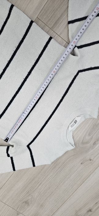 H&M sweter sweterek w pasy bialy 134/140