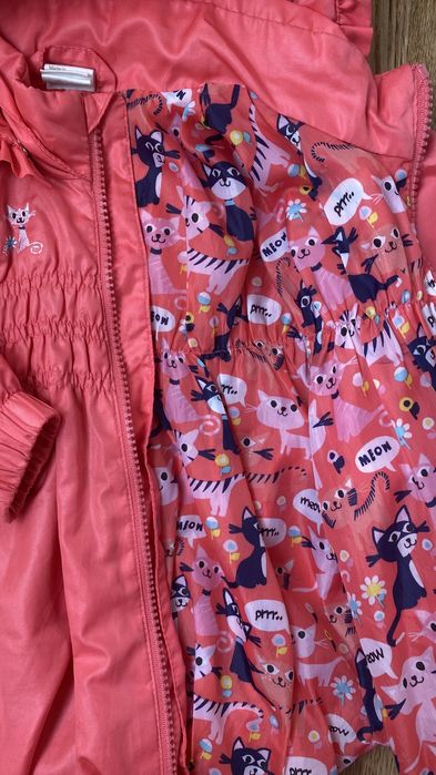 Курточка вітровка h&m 80 розмір коралова з капішоном без підкладки