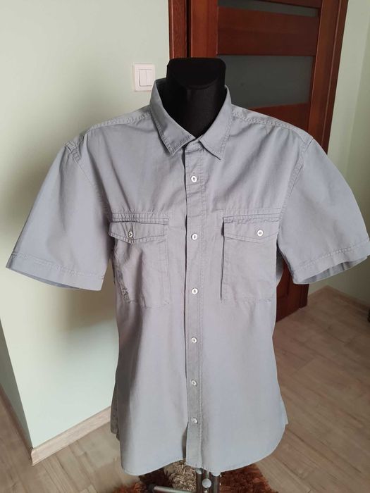 Męska niebieska koszula Reserved Regular Fit L na krótki rękaw