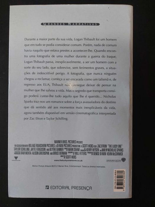 Livro "Um Homem com Sorte", de Nicholas Sparks