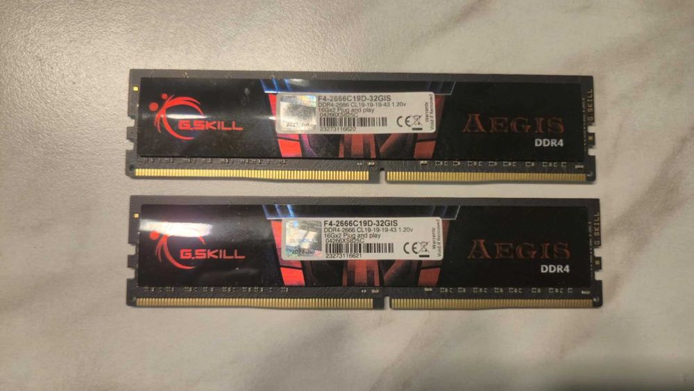 Pamięć RAM Gskill DDR4 32GB 2666mhz CL19 [16GB x 2]