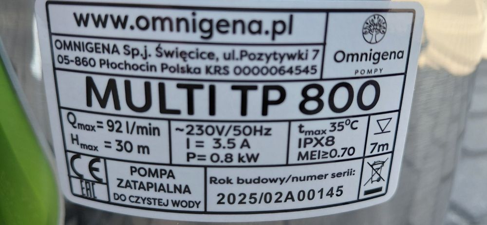 Pompa do wody Multi TP 800