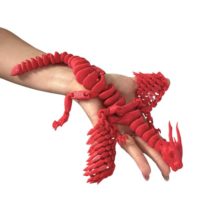 Wulkaniczny Smok ze skrzydłami 3D–przegubowa figura zrodzona z ognia