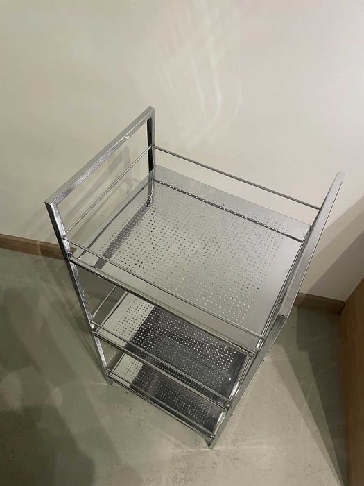 AWD Metalowy regał łazienkowy kosmetyczny stal srebrny chrom 3 półki