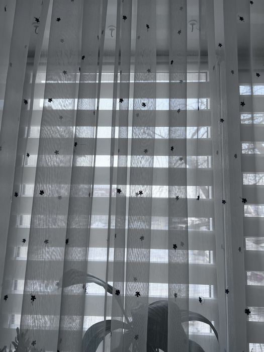 Тюль льон бамбук з сірим омбре