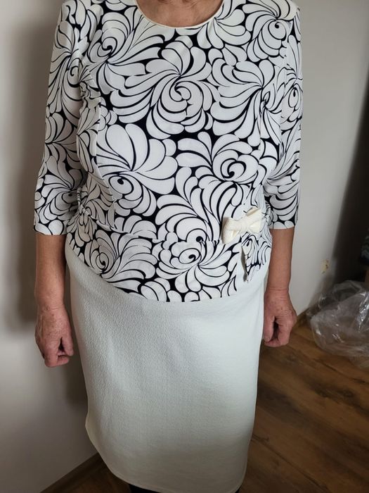 Sukienka midi maxi wzór print komunia wesele impreza 46 kwiaty