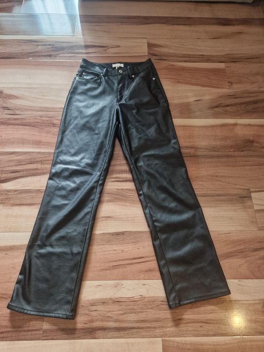 Spodnie woskowane skórzane H&M 36 wysoki stan flare