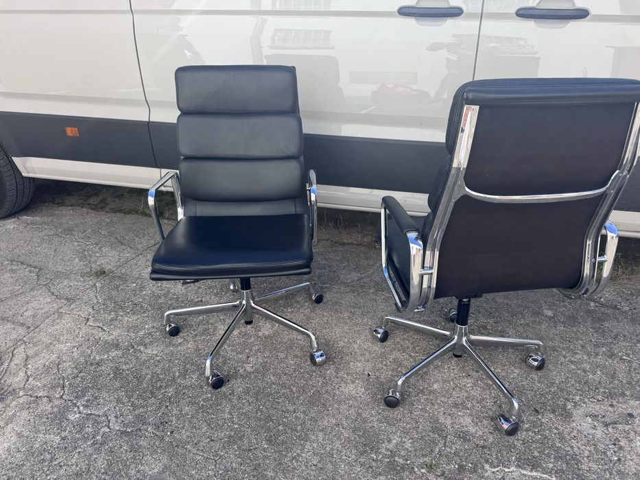 2x fotel biurowy Vitra ea 219 czarna skóra