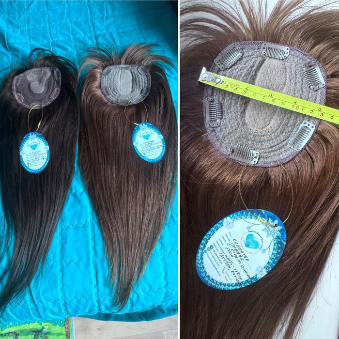 Натуральная накладка имитация кожи славянские волосы каштан 55см 110гр