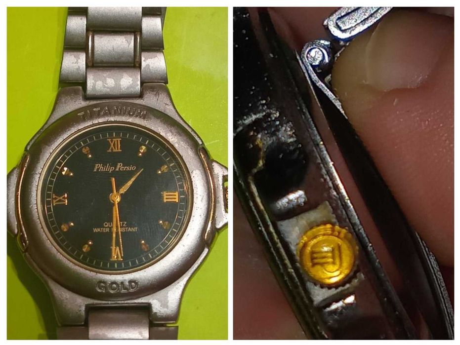 НЕРАБОЧИЕ кварцевые Часы Philip Persio Titanium Gold