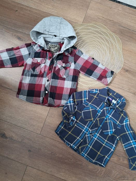 Koszula 2x Next b.db, flanelowa, kratka rozmiar 86