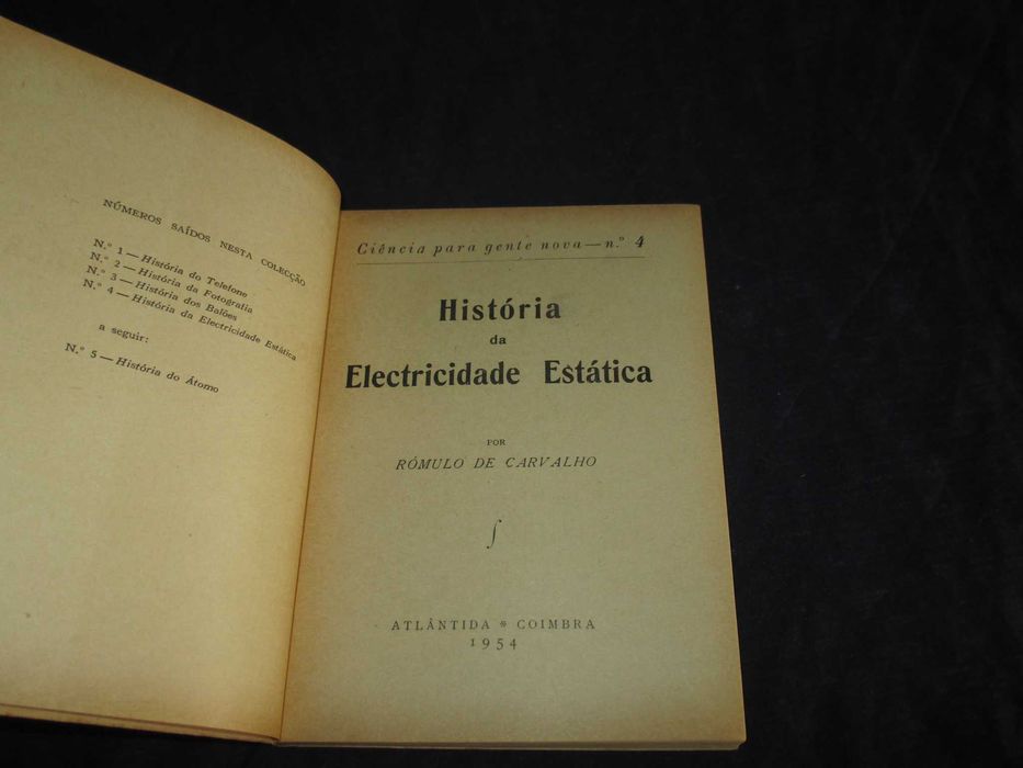 Livro História da Electricidade Estática Rómulo de Carvalho 1954