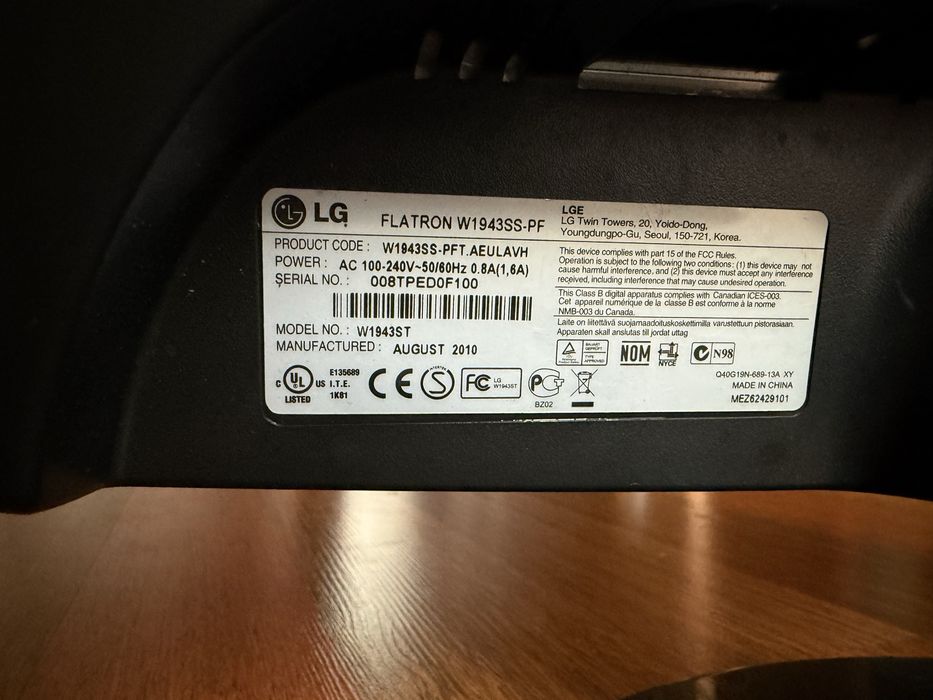Монітор 18.5" LG Flatron W1943SS-PF / Б/в робочий