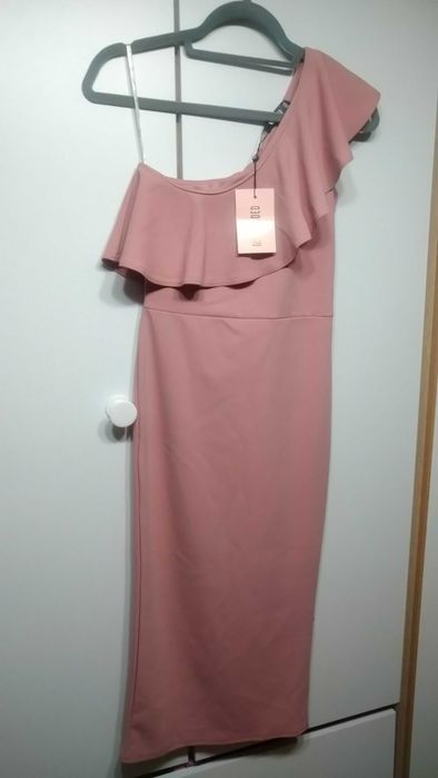Nowa Sukienka Missguided rozowa na jedno ramię ołówkowa rozm 38