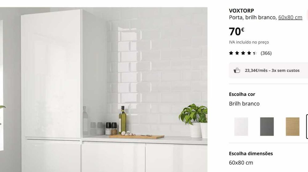 Porte De Cuisine IKEA VOXTORP – 60 X 80 Cm – Blanc Mat, Neuve Sous Emballage