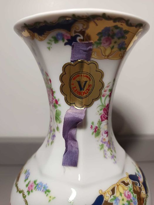 Jarra Limoges Vizavi – Porcelana Fina, Pintura Floral com Dourados
