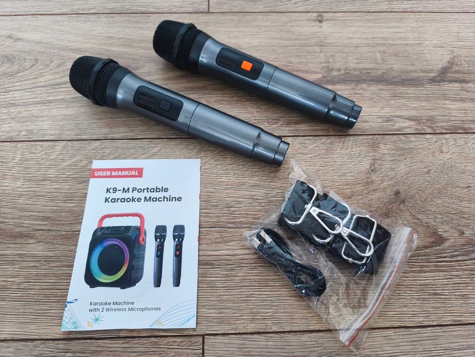 Zestaw karaoke Bluetooth Głośnik Dwa Mikrofony Przenośne